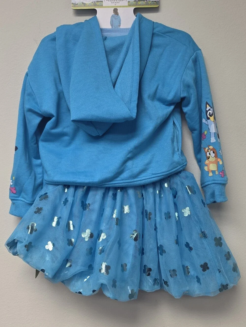 Bluey Bingo 3 piece Tutu Set Jacket Tutu Skirt and Shirt Blue 3T